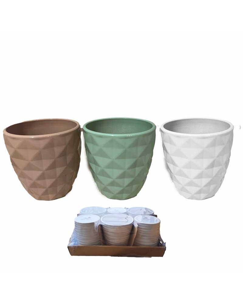 Vasi per Piante | Cf 6pz vaso ceramica orchidea dm13 h14 in rillievo mix color fx lill bia | 8058045136439