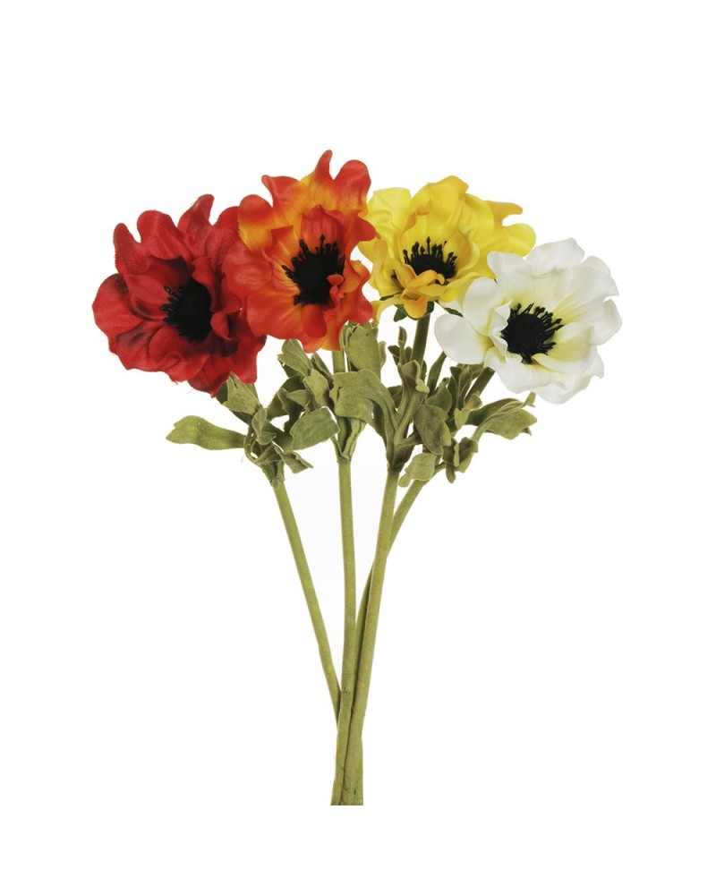 Fiori Artificiali | Cf 36pz fiori anemone h 36 red orange yellow cream | 8025003395412