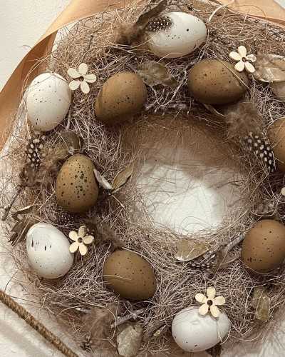 Decorazioni Pasqua | CORONA PASQUALE CON UOVA NATURALI - D.32 CM | 3838429585559
