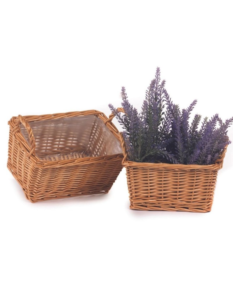 Cesti in Vimini e Naturali | Set 2 Cesti Rettangolari in Midollino Naturale – 22x16x11 cm e 18x12x9 cm | 8056146109338