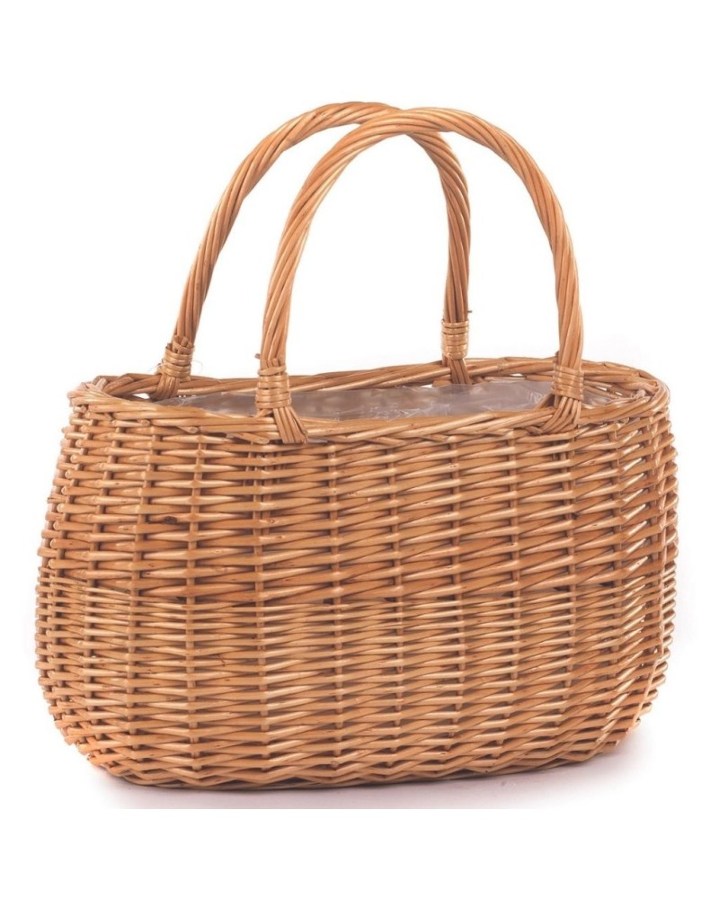 Cesti in Vimini e Naturali | Borsa Ovale con Manici in Midollino Naturale - 24x14 cm, Altezza 18-31 cm | 8056146109406
