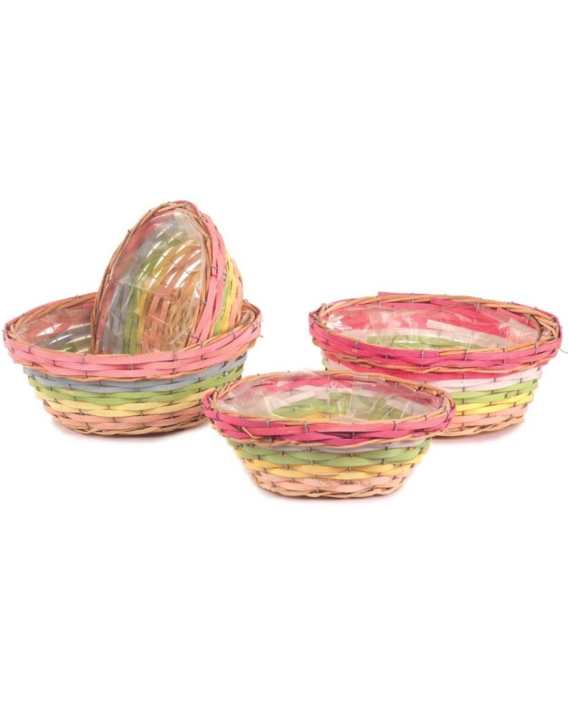 Cesti in Vimini e Naturali | Set 2 Cesti Ciotola Arcobaleno in Rattan - Diametro 30 cm e 27 cm, Altezza 12 cm e 10 cm | 8056146089500