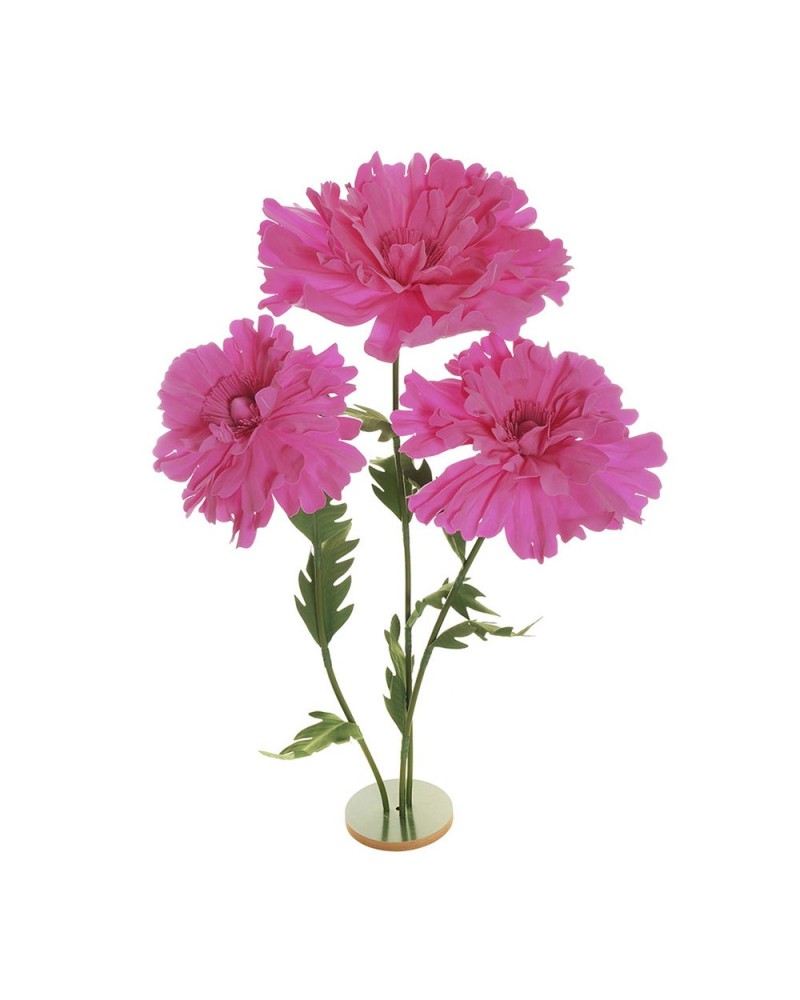 Fiori Artificiali | Set di 3 Fiori Giganti Cosmos in Foam con Stelo e Base – Diametro 40-50-60 cm, Altezza 140-170 cm, Colore Fucsia | 8025003449863