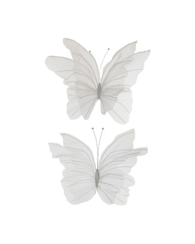 Applicazioni | Set di 2 Farfalle Giganti in Organza (55-65 cm) con Gambo - Bianche | 8025003450043