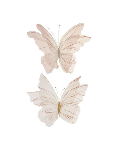 Applicazioni | Set di 2 Farfalle Giganti in Organza (55-65 cm) con Gambo - Rosa Pesca | 8025003450050