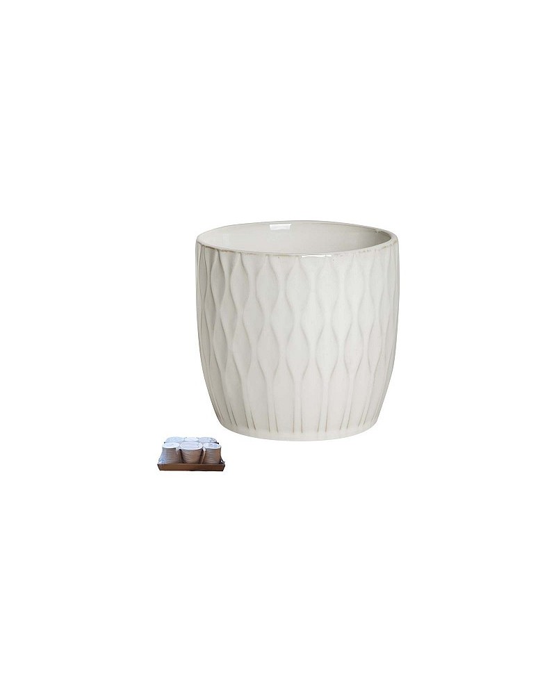 Decor Vasi & Coprivasi | Portavaso in Ceramica (Ø 17 cm, H 15 cm) - Bianco | 8058045135944