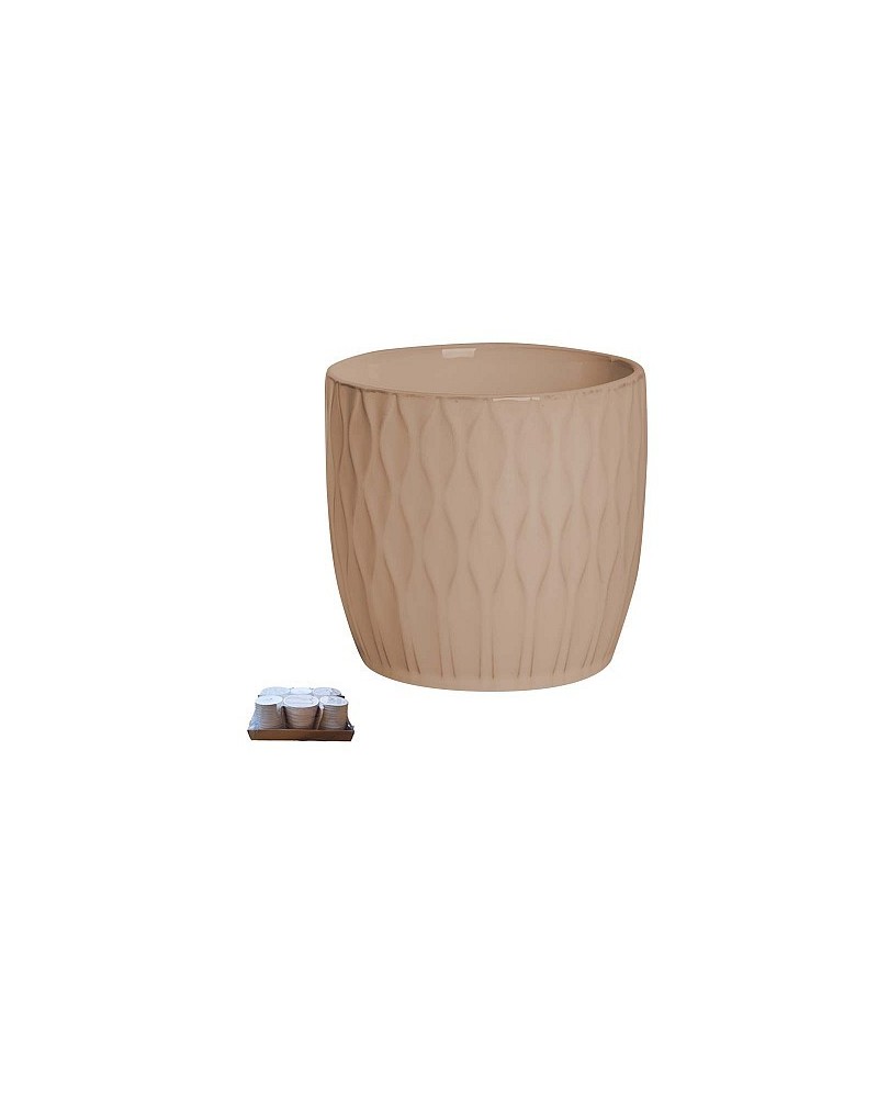 Decor Vasi & Coprivasi | Portavaso in Ceramica (Ø 17 cm, H 15 cm) - Ecrù | 8058045135906