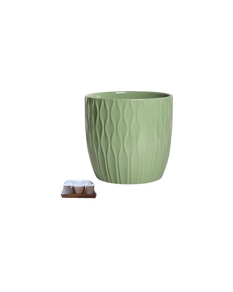 Decor Vasi & Coprivasi | Portavaso in Ceramica (Ø 19,5 cm, H 17 cm) - Verde Salvia | 8058045135883