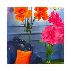 Set 3pz fiori cosmos  in foam con stelo e base