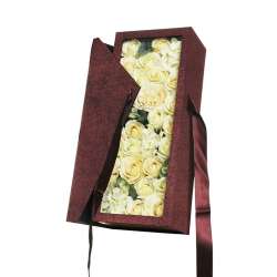 Scatola con fiori di sapone cm 42x18 h11 cream