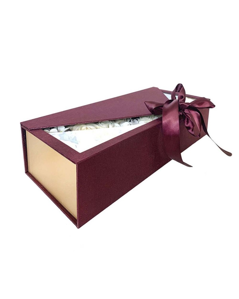 Box regalo con rose di sapone bianche e color oro