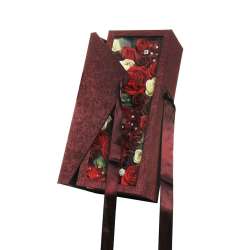Scatola con fiori di sapone cm 42x18 h11 rossa