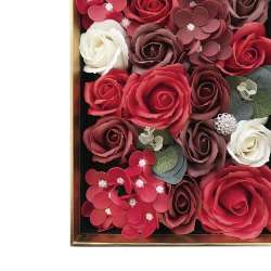 Scatola con fiori di sapone cm 42x18 h11 rossa