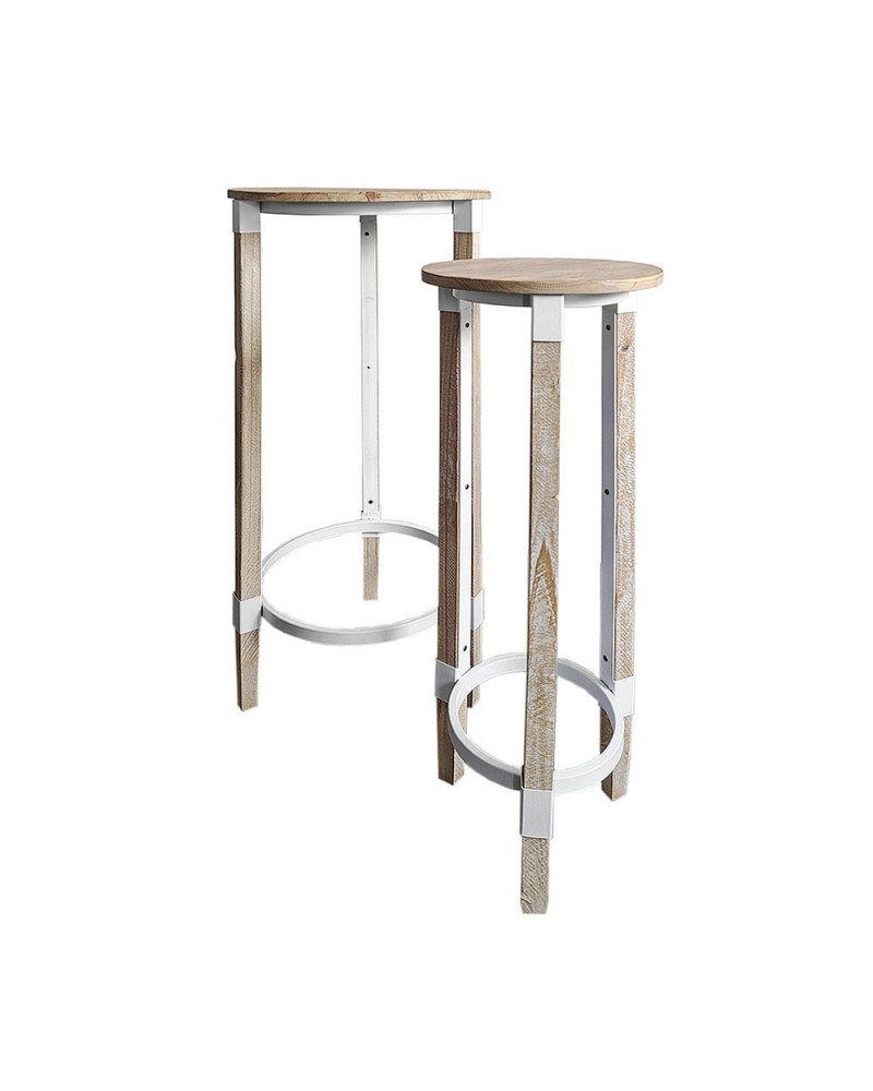 Arredamento | Set 2pz sgabelli tondi in legno sbiancato 26x70h 37xh80 | 