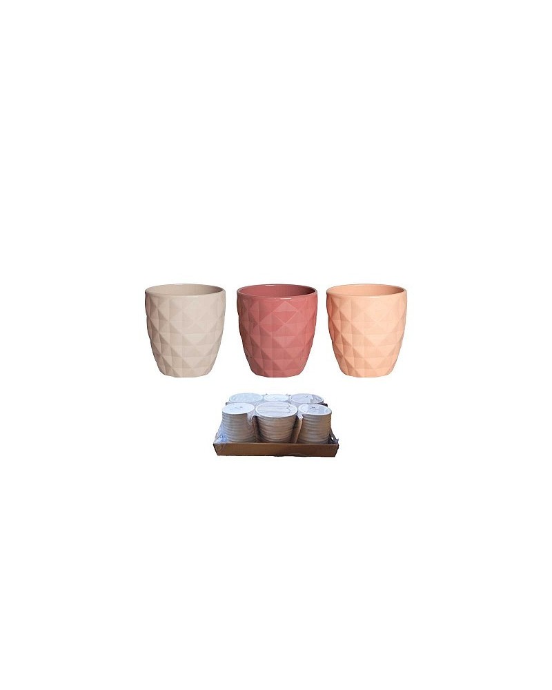 Vasi per Piante | Cf 6pz vaso ceramica orchidea dm13 h14 in rillievo mix color | 8058045136415