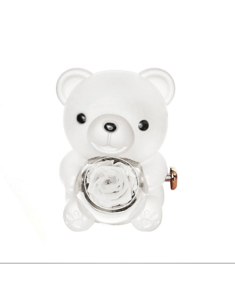 Soggetti e Personaggi | Orsetto con rosa stabilizzata e gioiello bianco | 4027234371016