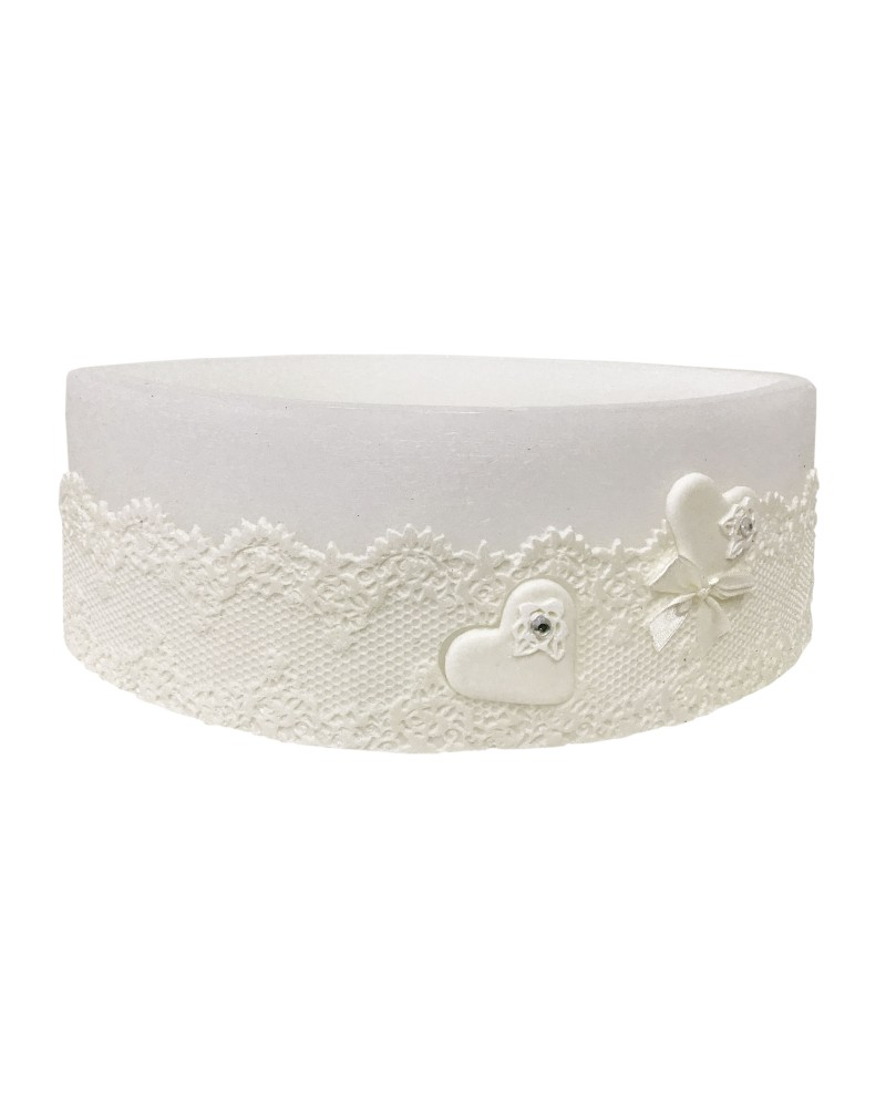 Portacandele | Porta tealight elisse cm29x11 h13 in cera cricamo e cuori b | 