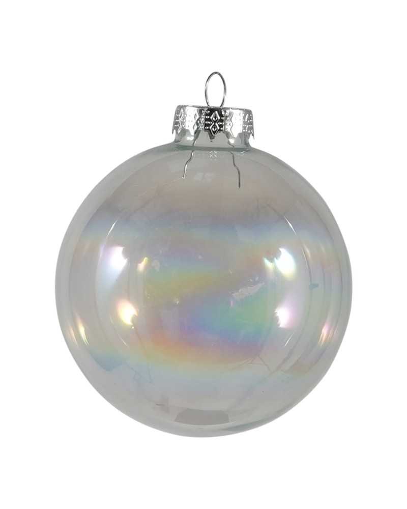 Palline di Natale | Cf 16 pz sfere di vetro cm 8 iridescenti | 