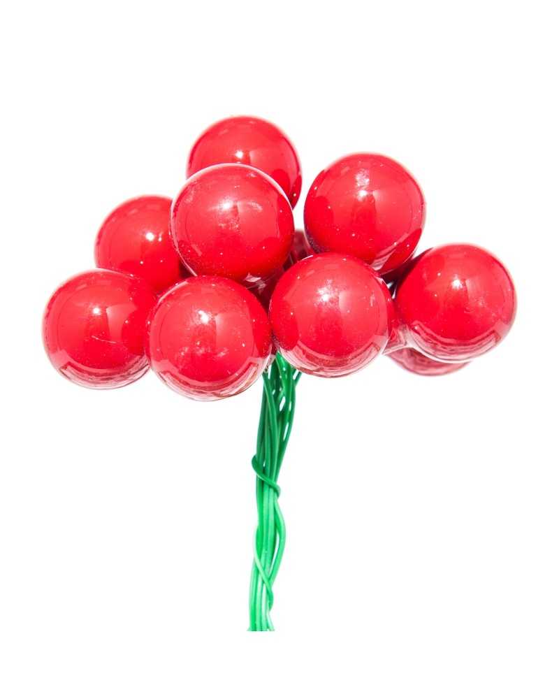 Applicazioni | Cf 144 bacche in vetro su filo rosse da 2 cm | 