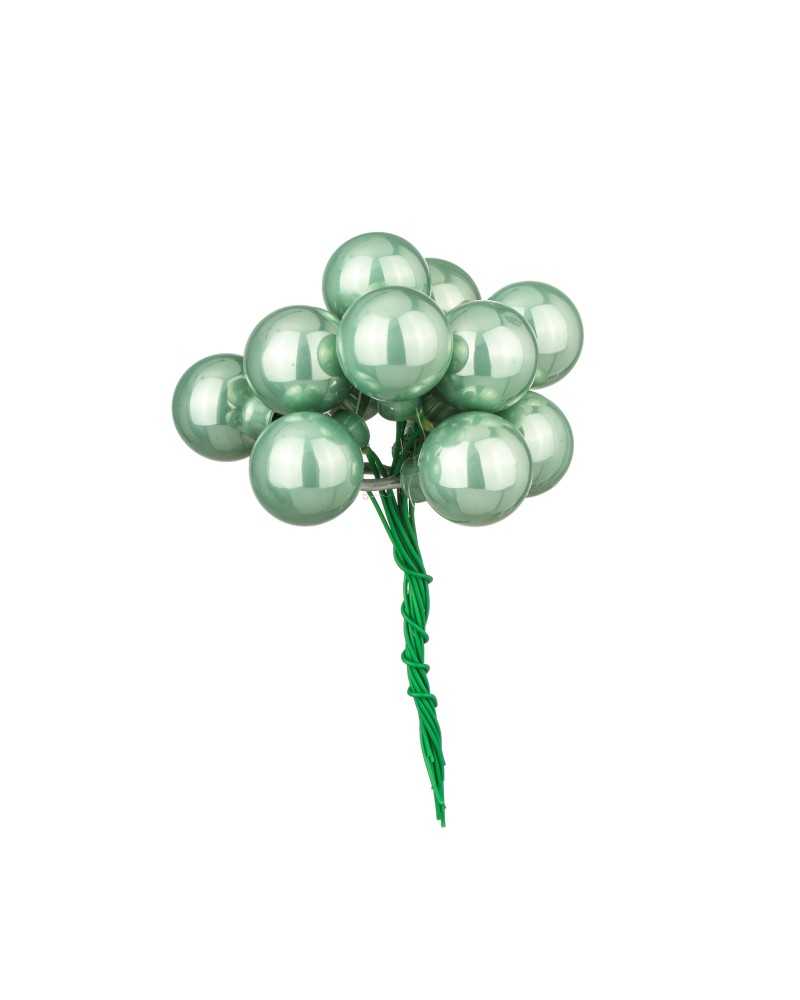 Applicazioni | Cf 144 bacche in vetro su filo verde menta jad da 2 cm | 