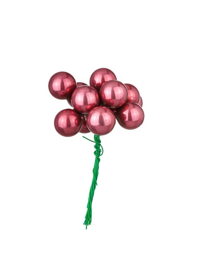 Applicazioni | Cf 144 bacche in vetro su filo fucsia por da 2 cm | 