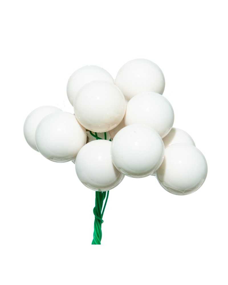 Applicazioni | Cf 144 bacche in vetro su filo bianco latte da 2 cm | 