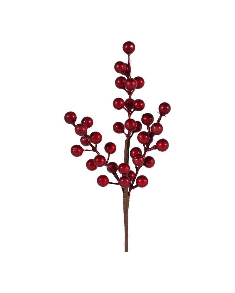 Rami, Foglie e Cadenti Artificiali | Cf 12 bacche cm 32 burgundy | 