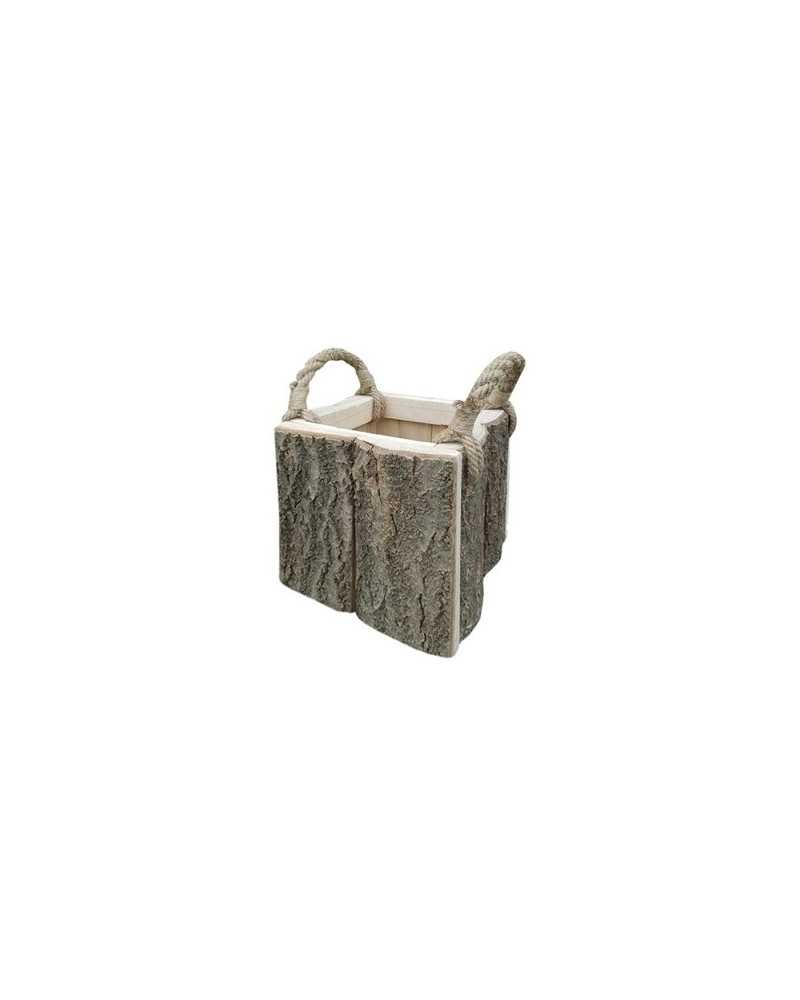 Decor Vasi & Coprivasi | Vaso quadro 25*25*23h legno con manici naturale | 
