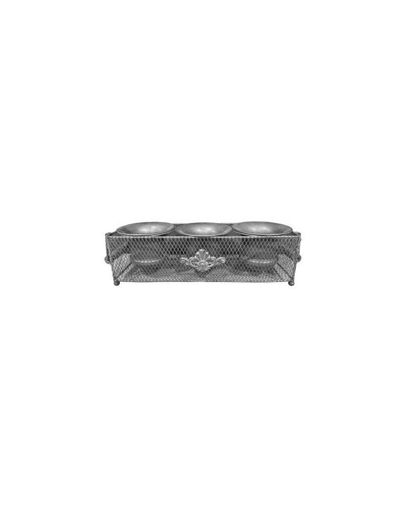 Decor Vasi & Coprivasi | Fioriera+3 vasi met.brozo 41x13x11h | 