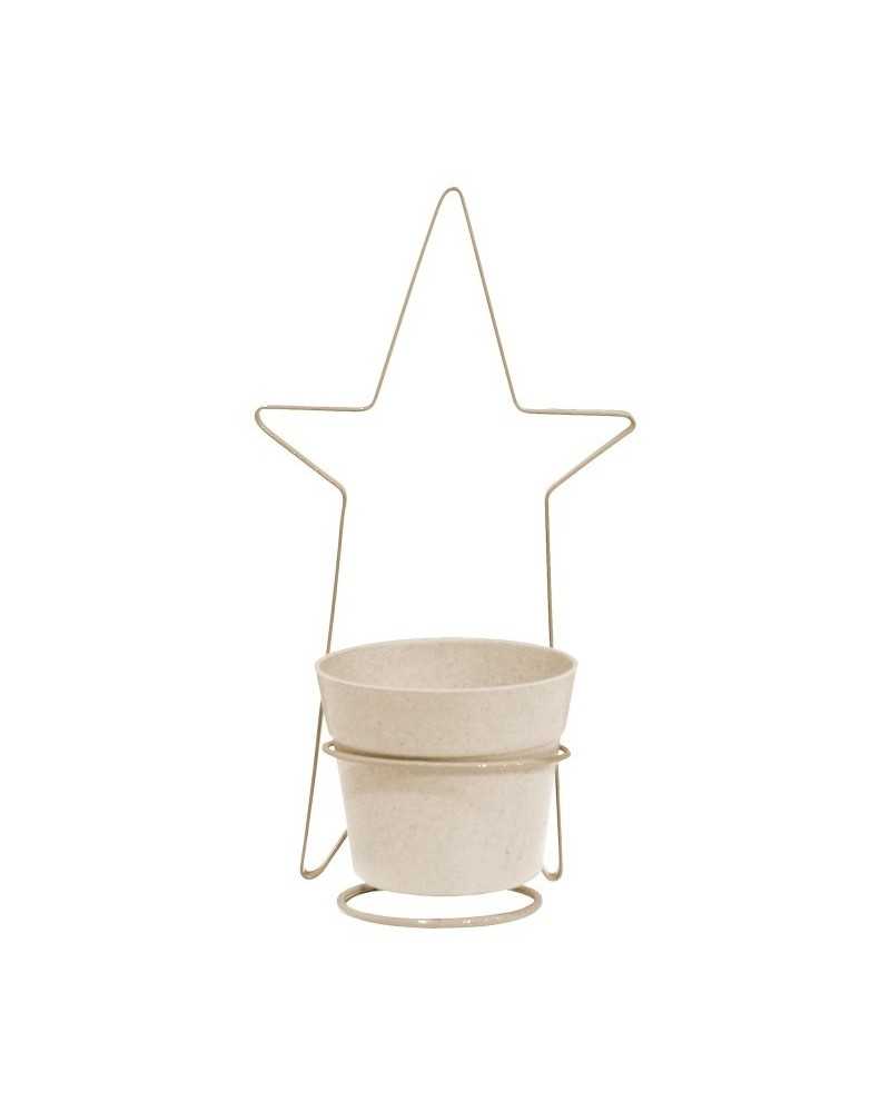 Decor Vasi & Coprivasi | Stella metallo con vaso cm16,5 h30 bianca vaso cm 11 | 