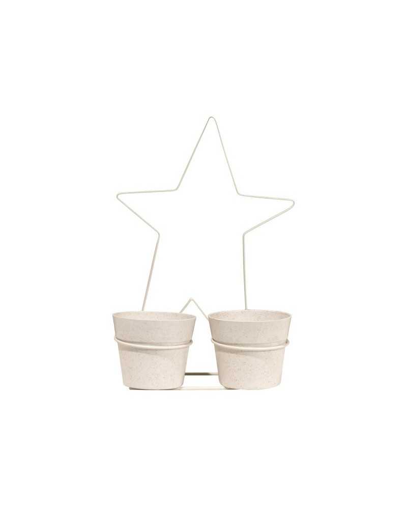 Decor Vasi & Coprivasi | Stella metallo con 2 vasi cm24 h35 bianca vasi cm 11 | 