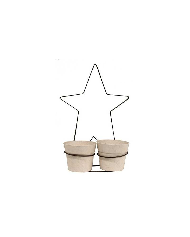 Decor Vasi & Coprivasi | Stella metallo con 2 vasi marrone cm24 h 35 vaso cm11 | 
