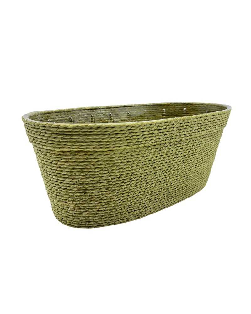 Decor Vasi & Coprivasi | Cf 3 pz ovali corda cm 23x11 h 10 verdi | 