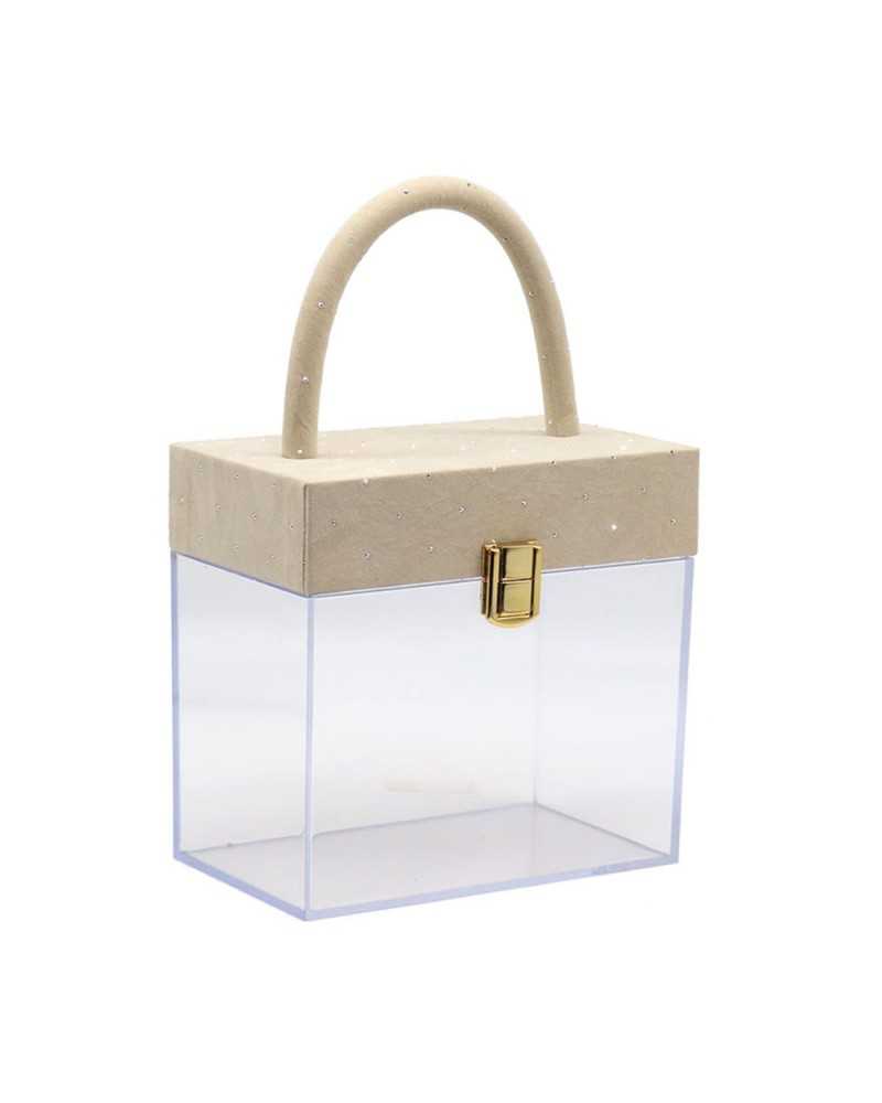 Shopper e Borse | Borsa in plexiglass cm16x10x16 h cream con diamantini | 