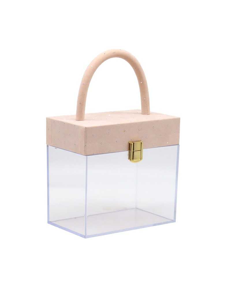 Shopper e Borse | Borsa in plexiglass cm16x10x16 h pink con diamantini (4) | 
