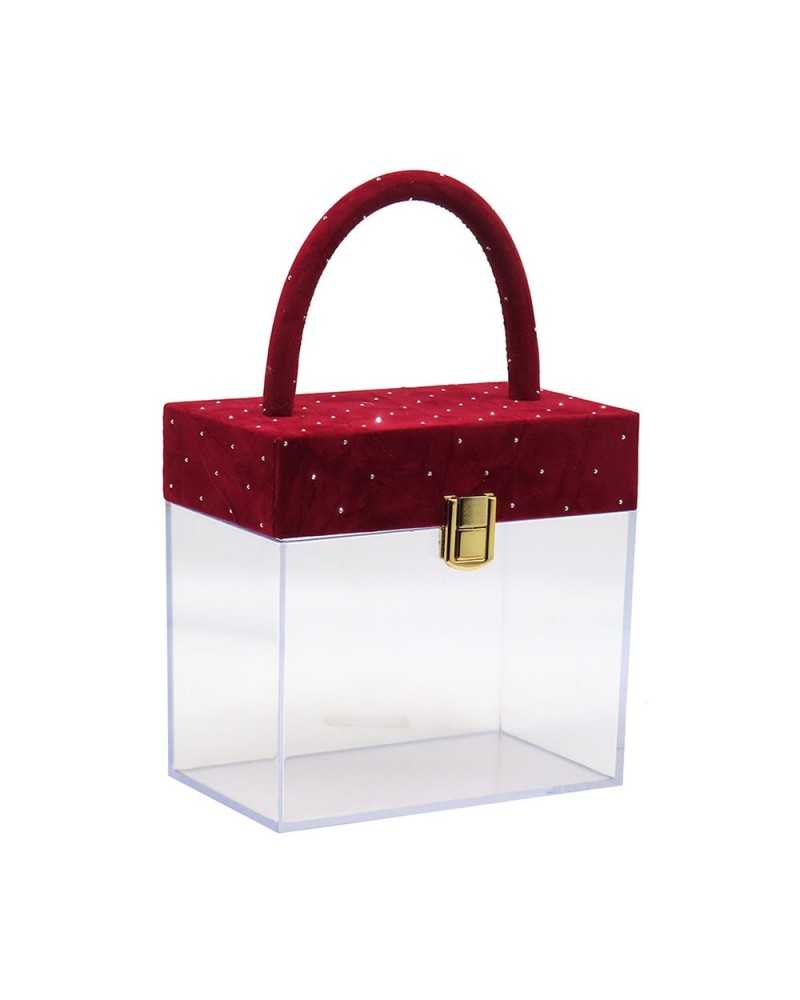 Shopper e Borse | Borsa in plexiglass cm16x10x16 h rossa con diamantini (4) | 