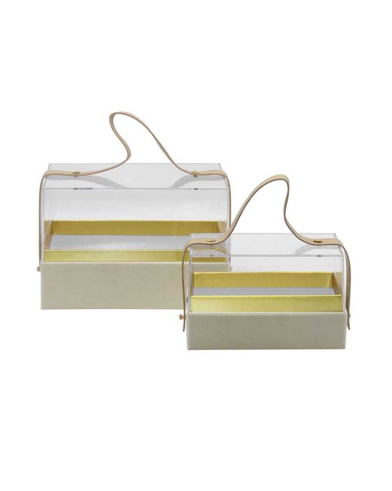 Scatole | Set 2 scrigni in plexiglass 14x9x8h 19x14x12h cream | 