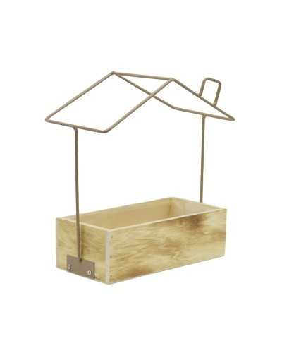 Contenitori e cassetti | Cassetta di legno a casetta cm 20x10 h 6,5 nat e metal oro 4 | 