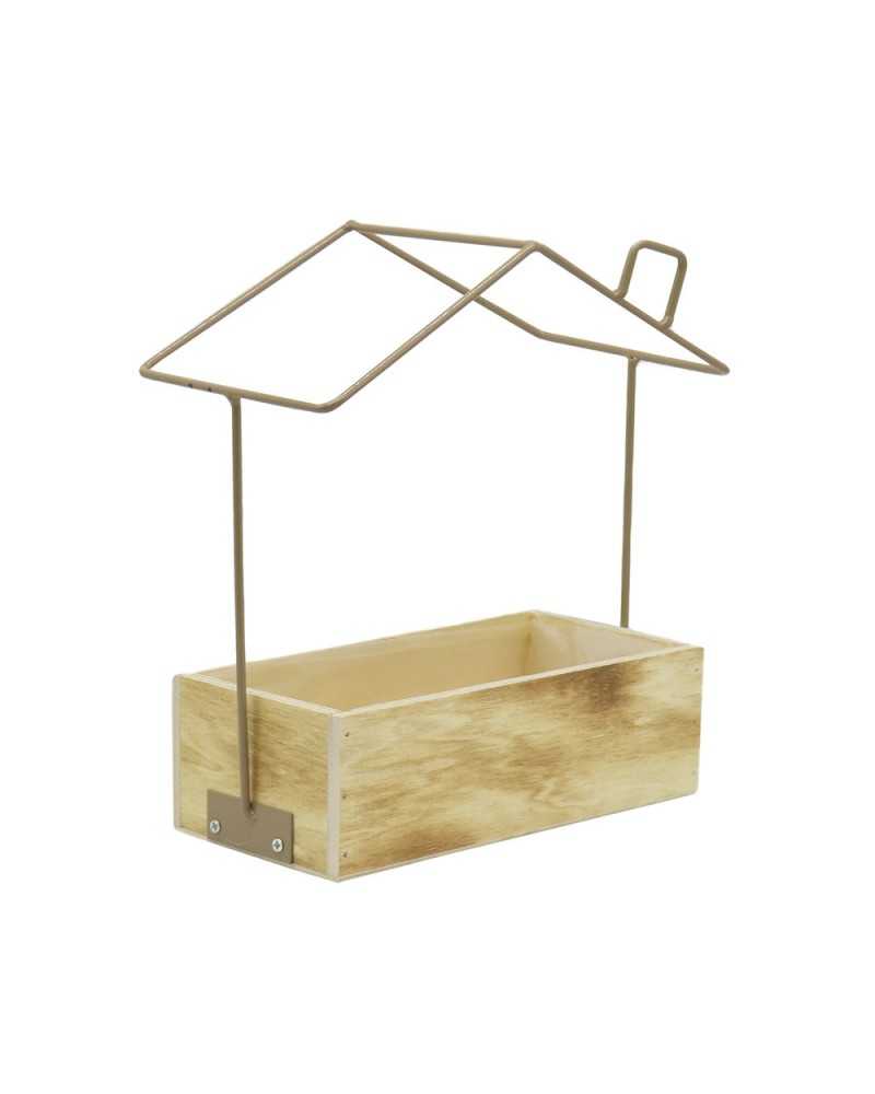 Contenitori e cassetti | Cassetta di legno a casetta cm 20x10 h 6,5 nat e metal oro 4 | 