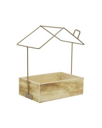 Contenitori e cassetti | Cassetta di legno a casetta cm 22x14 h 7 nat e metal oro ( 4 | 