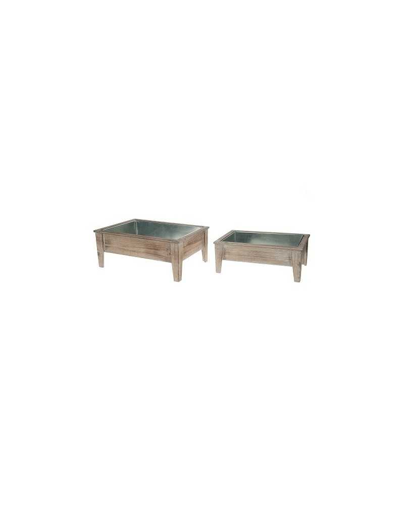 Vasi per Piante | Set 2 fioriere in legno 40x28x16cm | 