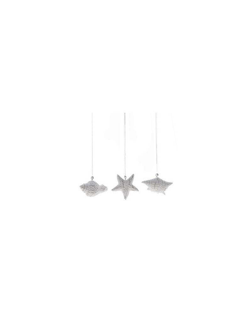 Decorazioni | Set 3 pz conghiglie in resina con molla per appendere cm 6 | 