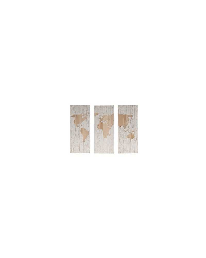 Arredamento | Mappamondo a parete di legno cm 90x73 natural white | 