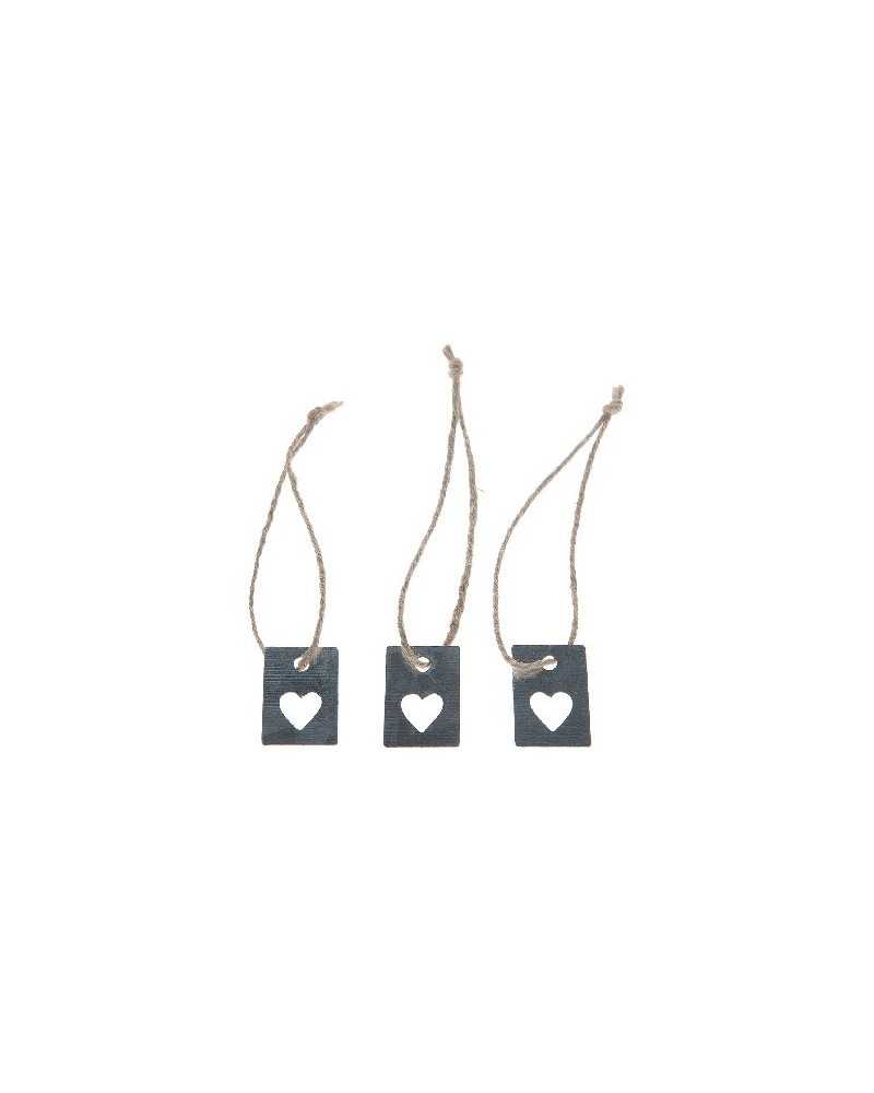 Dettagli per Confezioni | Cf 20pz etchette di zinco con cuore cm 3x2 | 