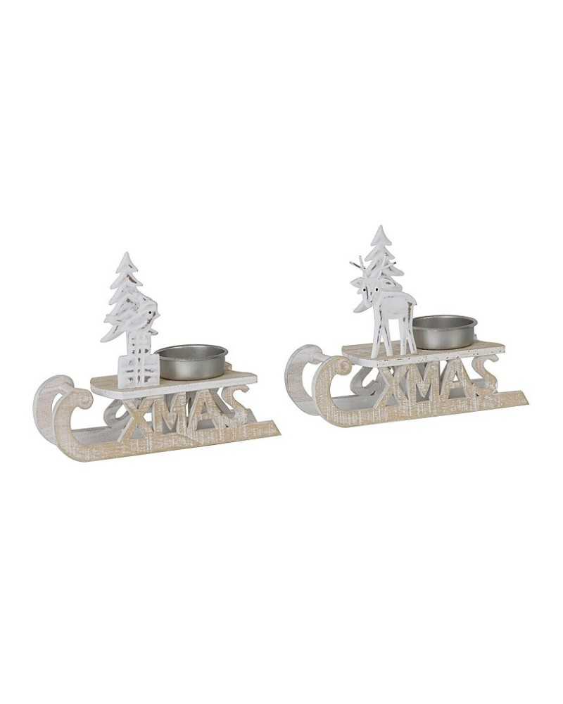 Decorazioni Natalizie | Slitta porta tlight cm 14x5 h11 2 ass naturalwhite | 