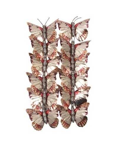 Applicazioni | Cf 12 pz farfalle in metallo red gold | 
