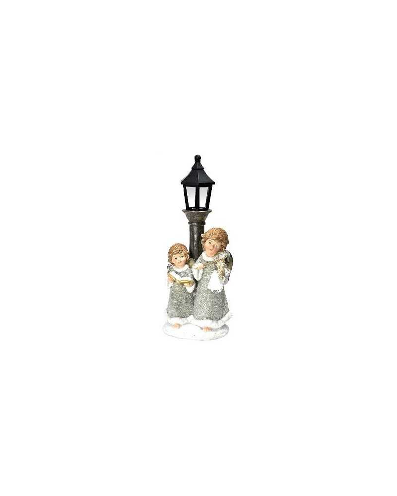 Soggetti e Personaggi | Angeli sotto lampione cm 23 con luce verdi | 