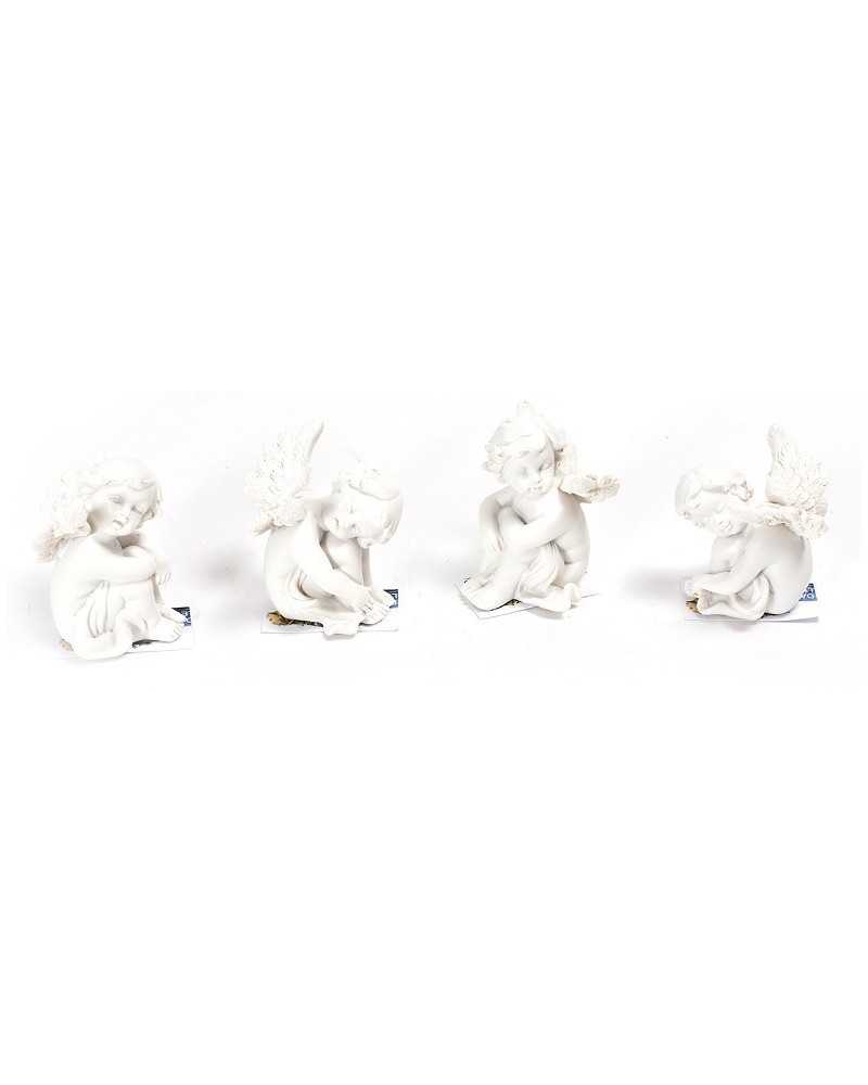 Soggetti e Personaggi | Cf 4 pz angeli seduti in poly 7.5cm bianchi | 