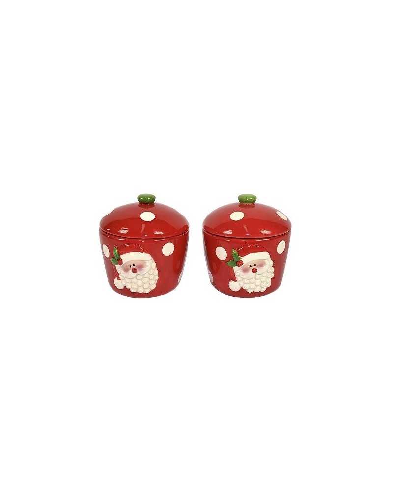 Decorazioni Natalizie | Set 2pz barattoli babbo natale cm 12 h13 red | 