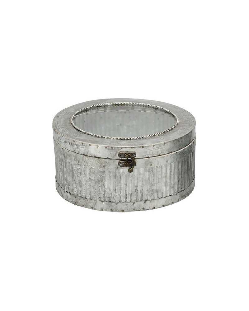 Scatole | Scatola tonda in metallo 20x20 h 11 con vetro | 